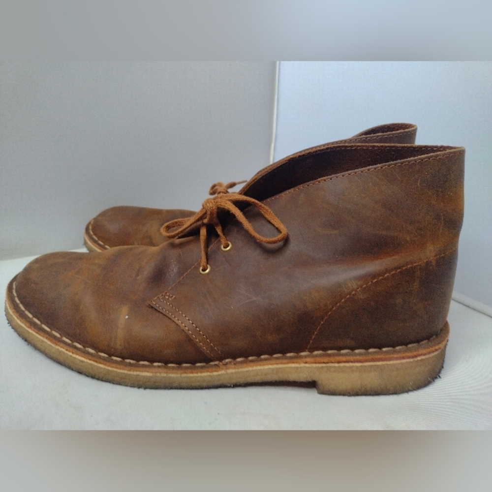 Clarks Men's Leather Desert Chukka Ankle Boots 10  Brown Lace Up